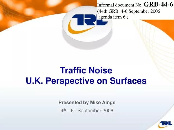 traffic noise u k perspective on surfaces