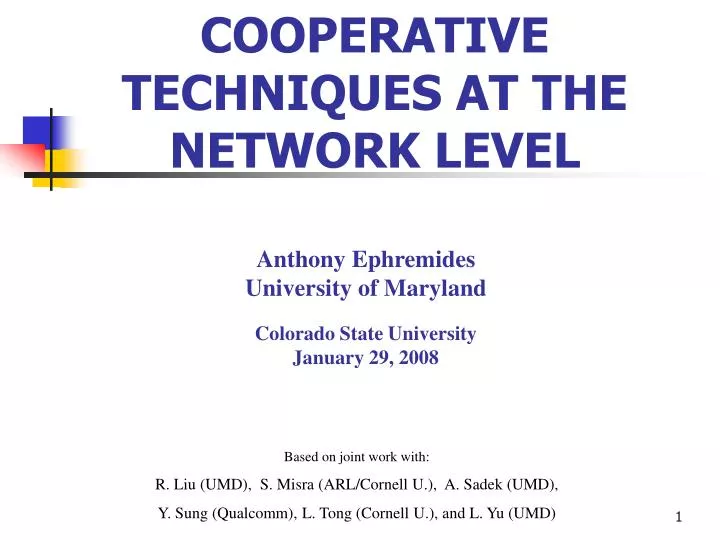 cooperative techniques at the network level