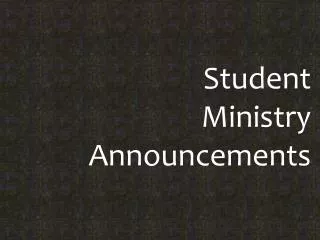 Student Ministry Announcements