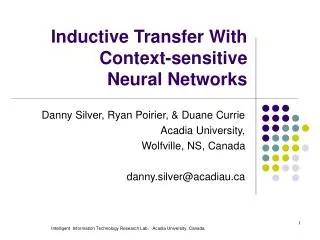 Inductive Transfer With Context-sensitive Neural Networks
