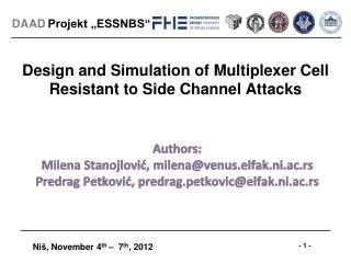 Design and Simulation of Multiplexer Cell Resistant to Side Channel Attacks