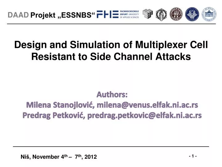 design and simulation of multiplexer cell resistant to side channel attacks