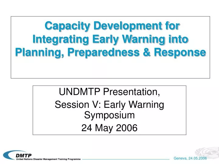 capacity development for integrating early warning into planning preparedness response