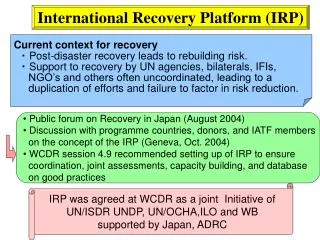 International Recovery Platform (IRP)