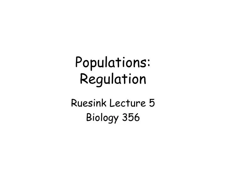 populations regulation