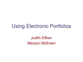 Using Electronic Portfolios