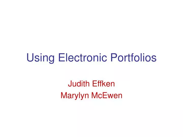 using electronic portfolios