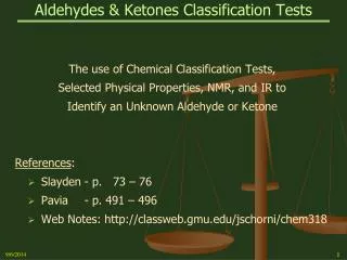 Aldehydes &amp; Ketones Classification Tests