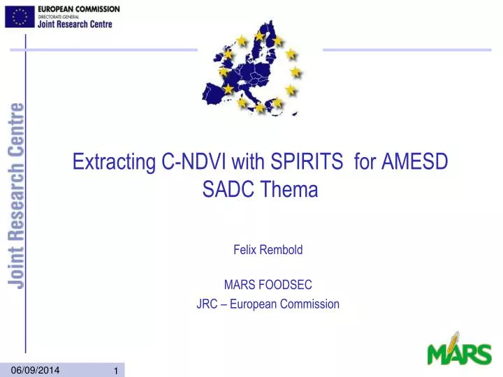 extracting c ndvi with spirits for amesd sadc thema