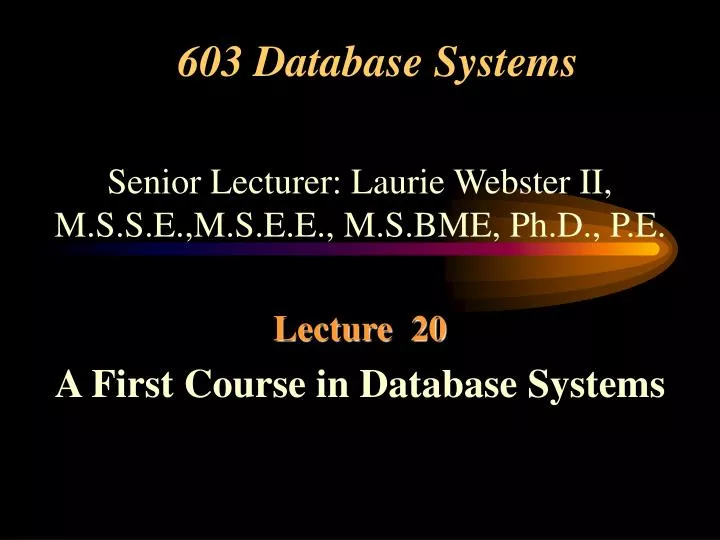 603 database systems