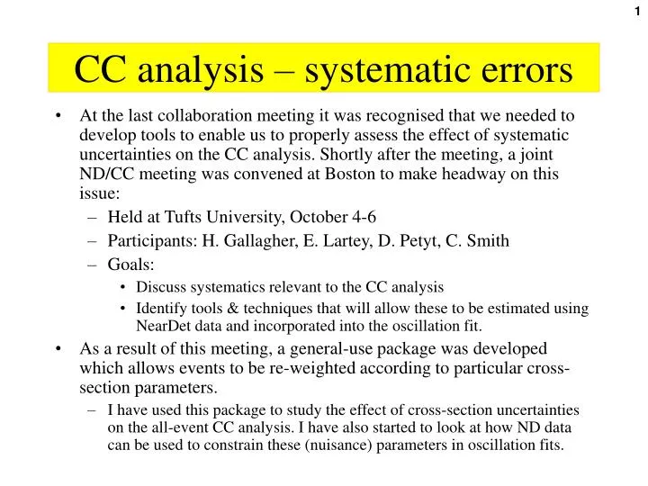 cc analysis systematic errors