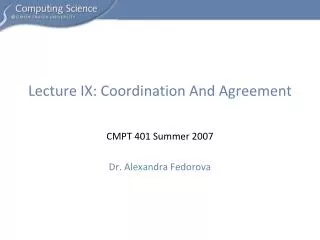 Lecture IX: Coordination And Agreement