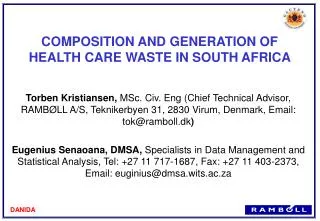 COMPOSITION AND GENERATION OF HEALTH CARE WASTE IN SOUTH AFRICA