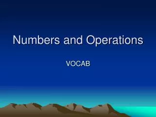 Numbers and Operations