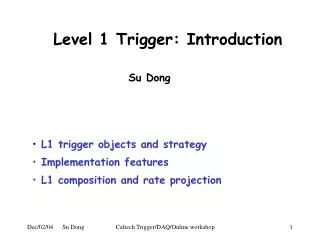 Level 1 Trigger: Introduction