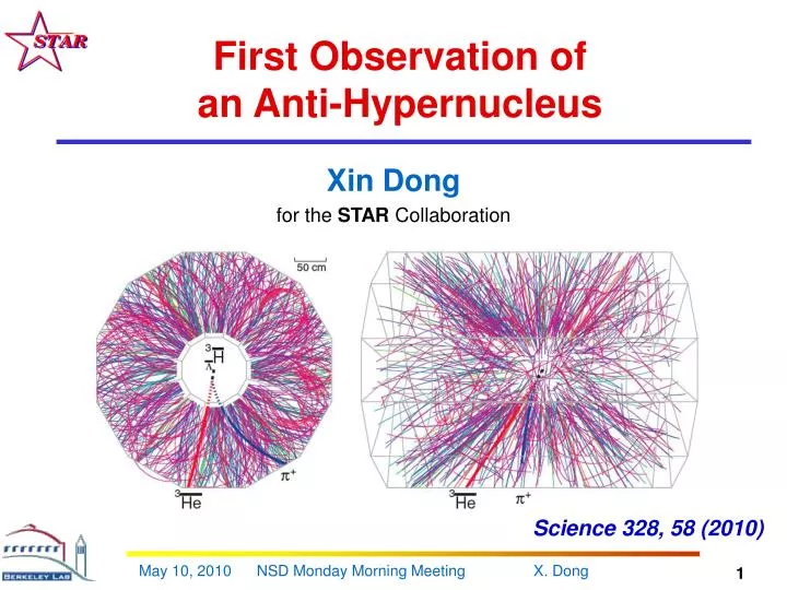 first observation of an anti hypernucleus