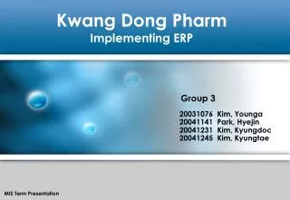 Kwang Dong Pharm Implementing ERP