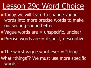 Lesson 29c Word Choice