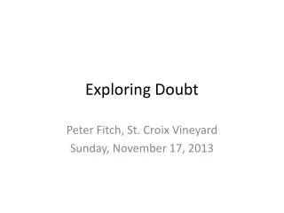 Exploring Doubt