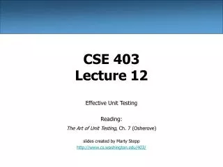 CSE 403 Lecture 12