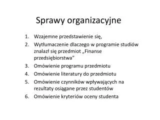 sprawy organizacyjne