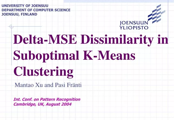 delta mse d issimilarity in suboptimal k means clusterin g