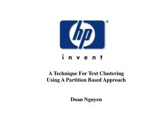 A Technique For Text Clustering Using A Partition Based Approach Doan Nguyen