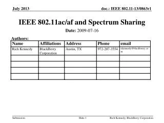 IEEE 802.11ac/af and Spectrum Sharing