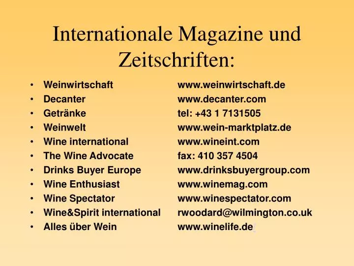 internationale magazine und zeitschriften