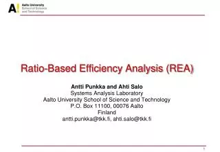 Ratio-Based Efficiency Analysis (REA)