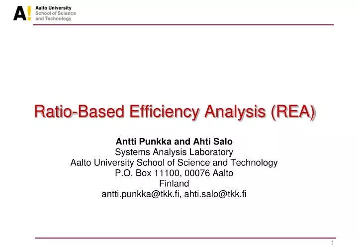 ratio based efficiency analysis rea