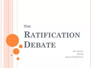 The Ratification Debate