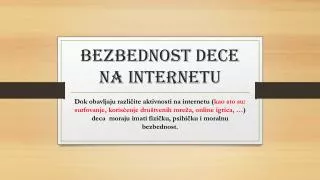 bezbednost dece na internetu