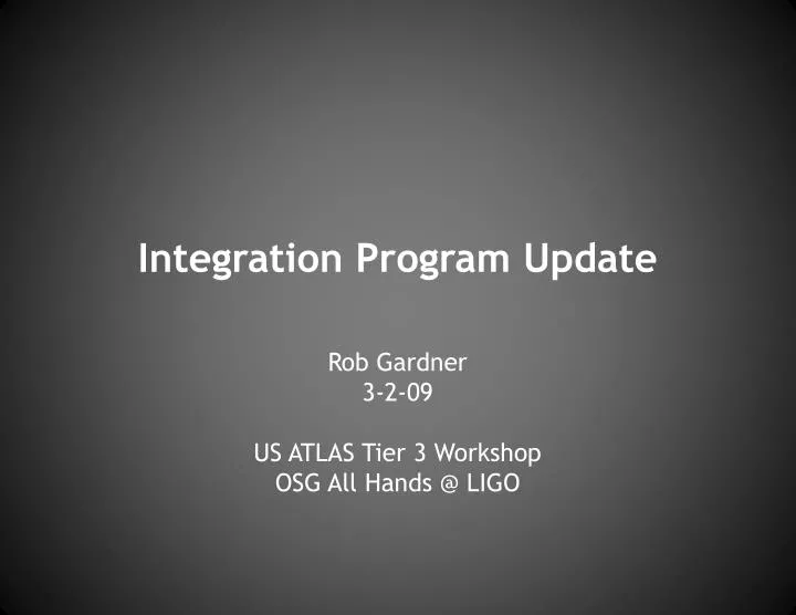 integration program update