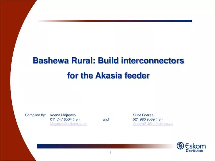 bashewa rural build interconnectors for the akasia feeder