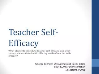 Teacher Self-Efficacy