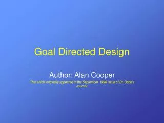 Goal Directed Design