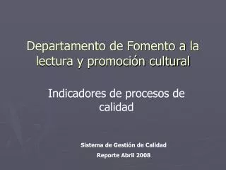 departamento de fomento a la lectura y promoci n cultural