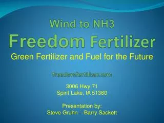 Wind to NH3 Freedom Fertilizer freedomfertilizer