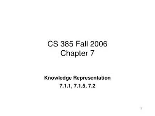 CS 385 Fall 2006 Chapter 7