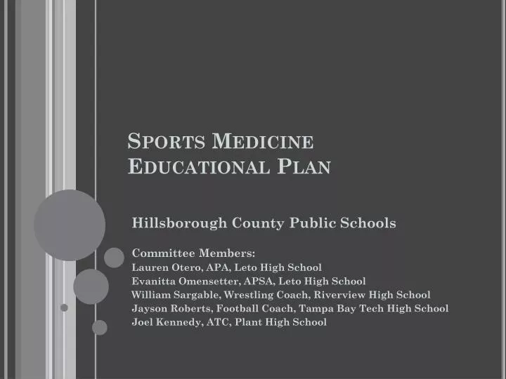 sports medicine educational plan