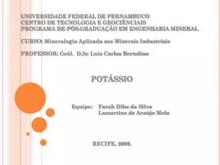 UNIVERSIDADE FEDERAL DE PERNAMBUCO CENTRO DE TECNOLOGIA E GEOCIÊNCIAIS