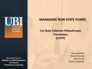 MANAGING NON-STATE FUNDS
