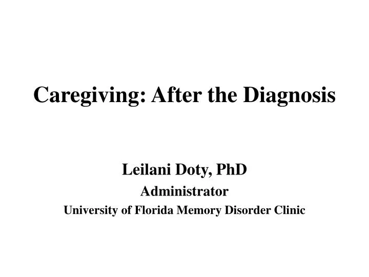 caregiving after the diagnosis