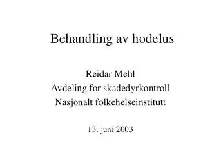 behandling av hodelus