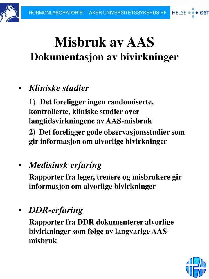 misbruk av aas dokumentasjon av bivirkninger