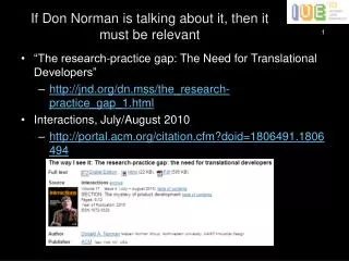 If Don Norman is talking about it, then it must be relevant