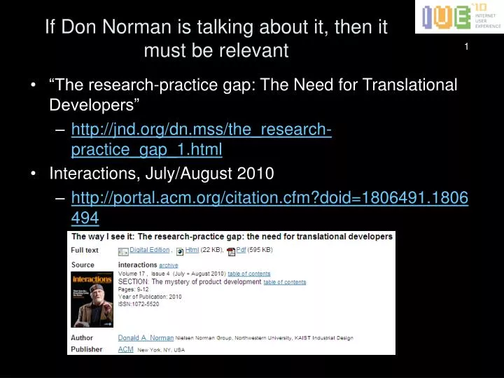 if don norman is talking about it then it must be relevant