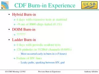 CDF Burn-in Experience