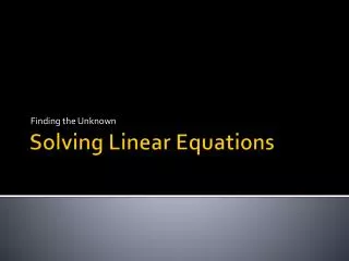 Solving Linear Equations